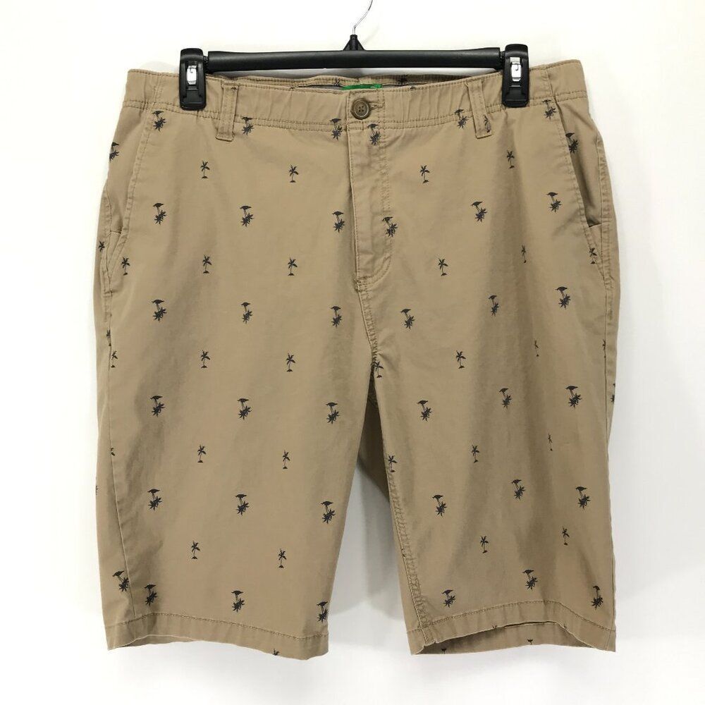 Dip Palm Print Shorts Men's Size 40 Tan Cotton Blend Pockets Casual Summer